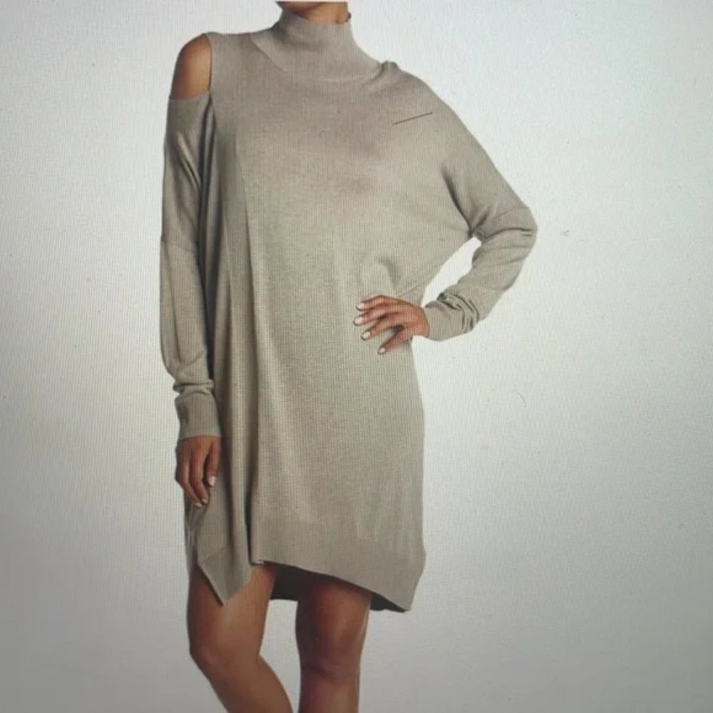 All Saints Beige Cold Shoulder Dress
